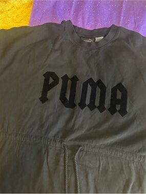 Puma Black Crewneck Sweatshirt with Raised Velvet Logo